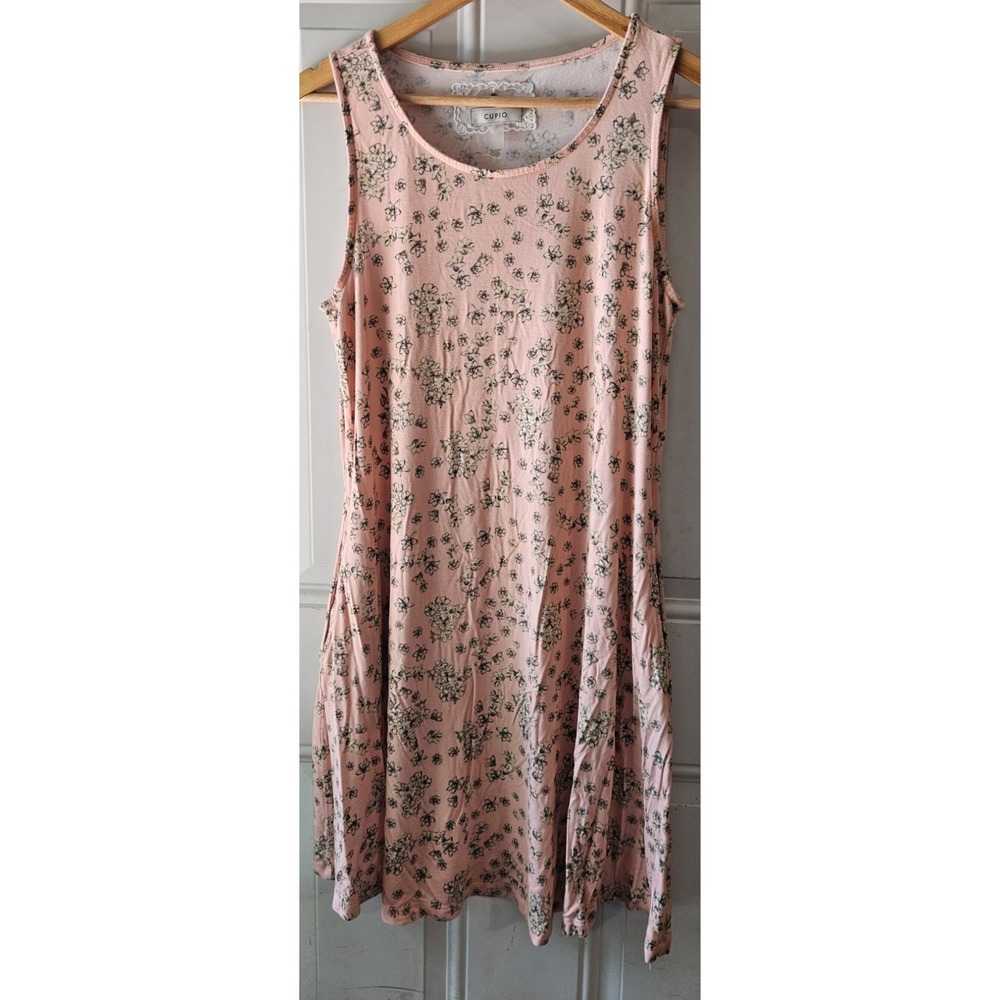 Cupio Women's Large Pink Floral Sleeveless Sleep Gown Nightgown Soft Stretch...‎